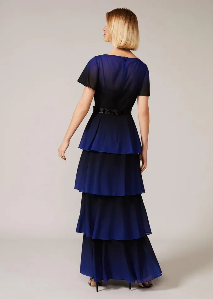 Rosalie Dipdye Tiered Dress Blackcobalt Women Phase Eight Dresses