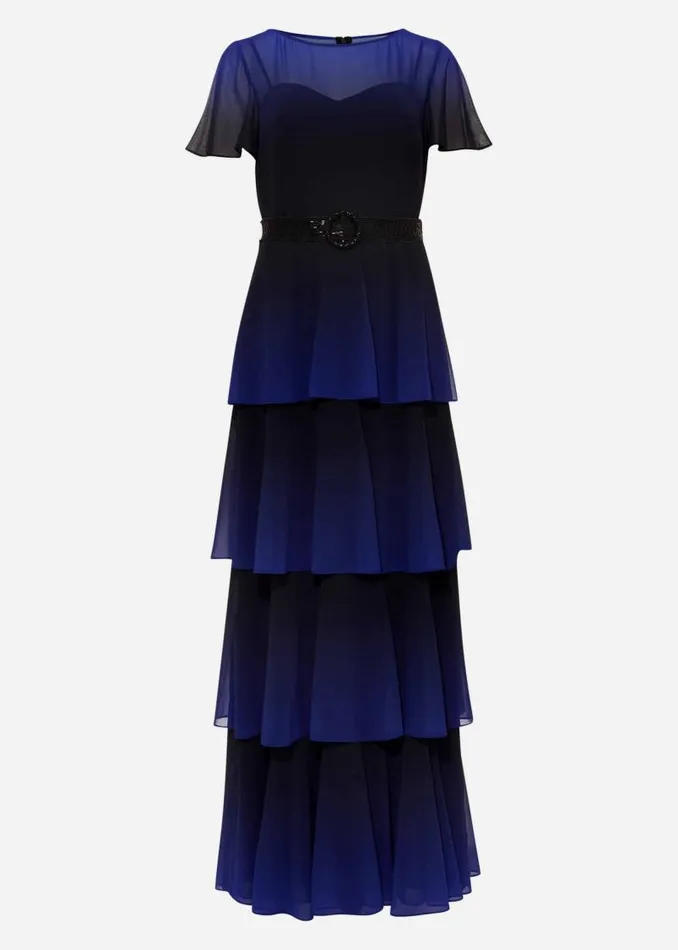 Rosalie Dipdye Tiered Dress Blackcobalt Women Phase Eight Dresses