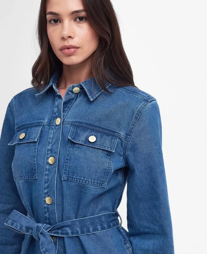 Rouse Denim Mini Dress Authentic Wash Women Barbour Dresses and Skirts