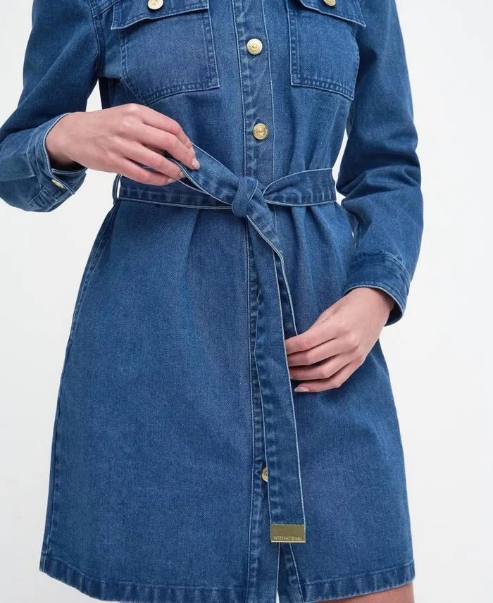 Rouse Denim Mini Dress Authentic Wash Women Barbour Dresses and Skirts