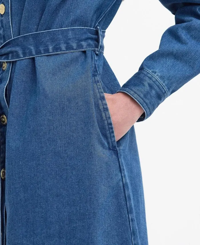 Rouse Denim Mini Dress Authentic Wash Women Barbour Dresses and Skirts