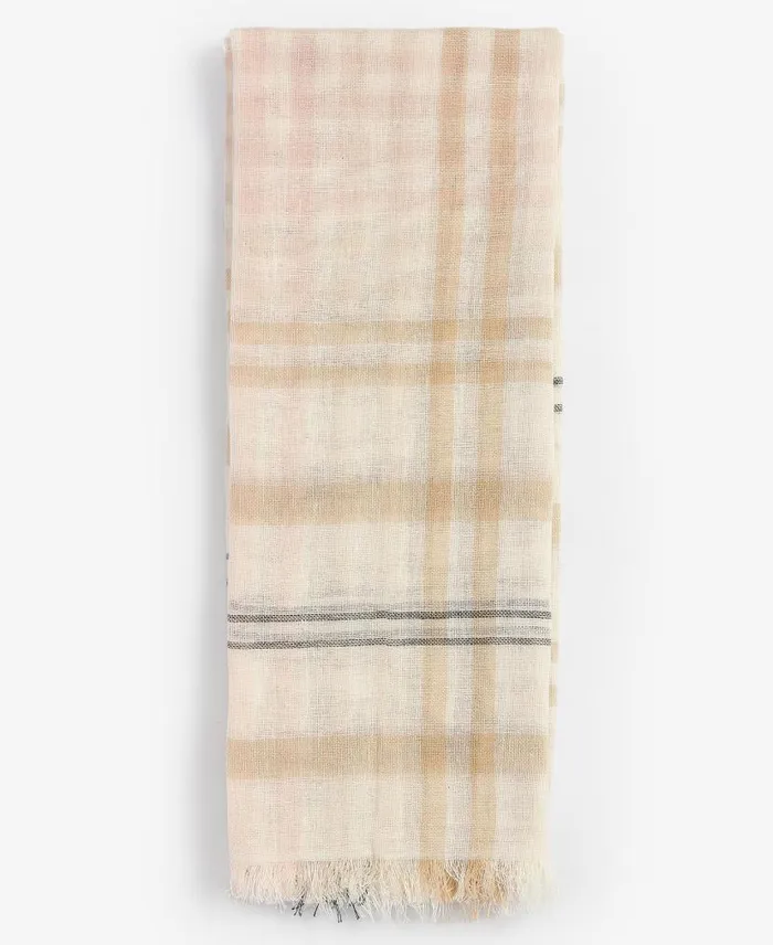Ryhope Check Scarf Primrose Hessian Women Barbour Scarves and Wraps