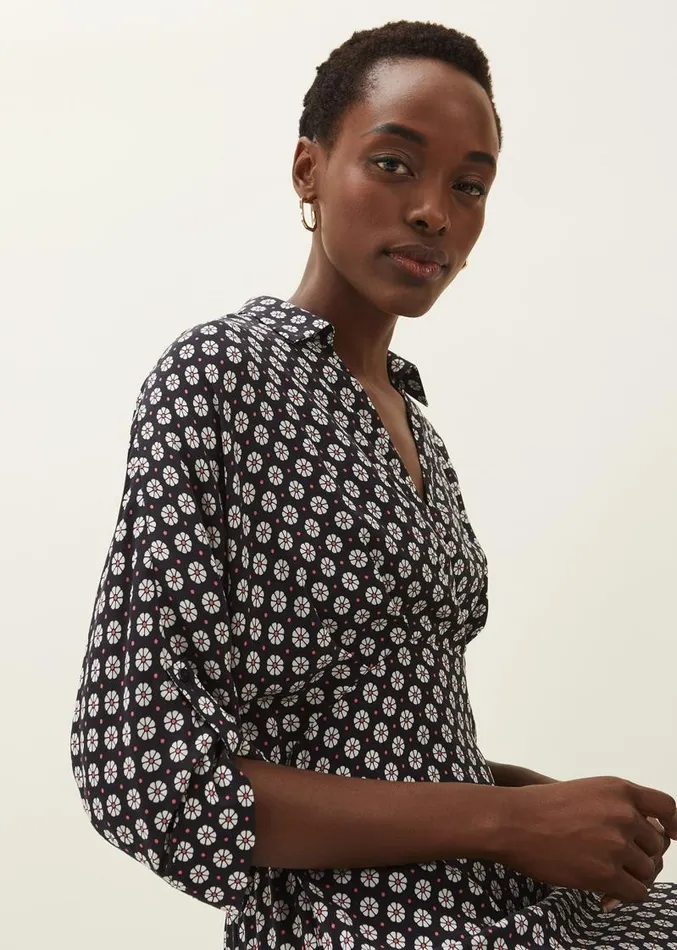 Ryleigh Geometric Print Midi Dress Blackraspberry Women Phase Eight Dresses