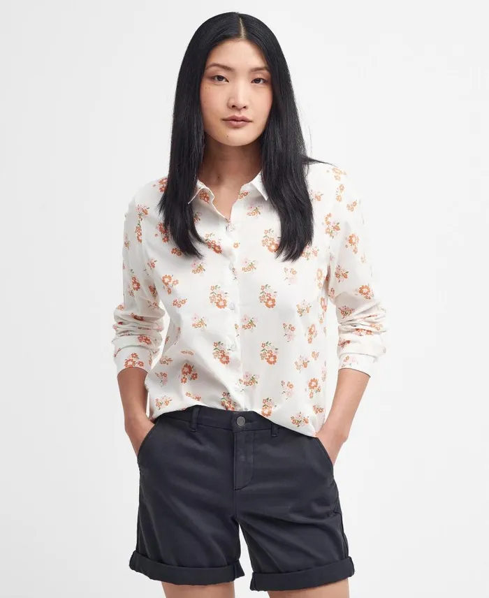 Safari Relaxed LongSleeved Shirt Linear Dog Print Women Barbour Shirts and Blouses