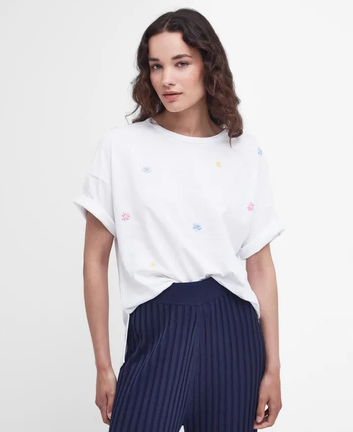 Sandfield Floral TShirt Classic White Women Barbour TShirts