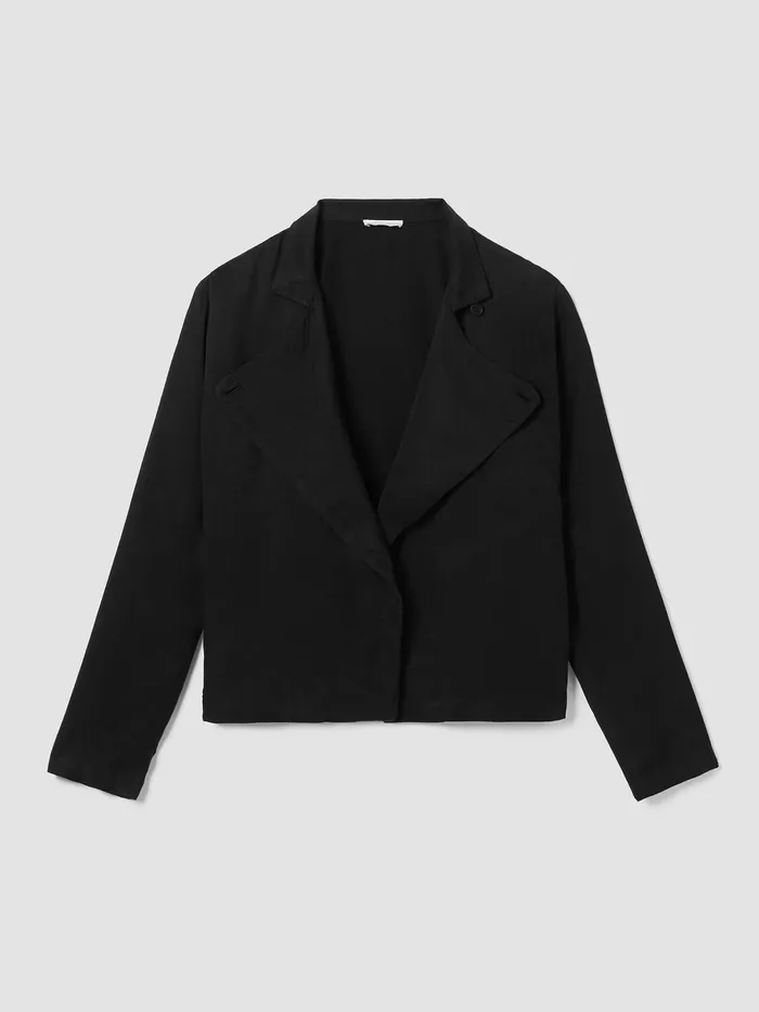 Sandwashed Twill Stand Collar Jacket Black Women Eileen Fisher Jackets Coats and Vests