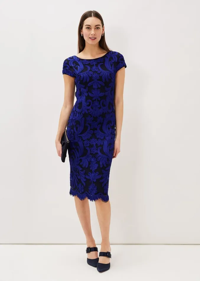 Saphy Tapework Dress Navycobalt Women Phase Eight Dresses