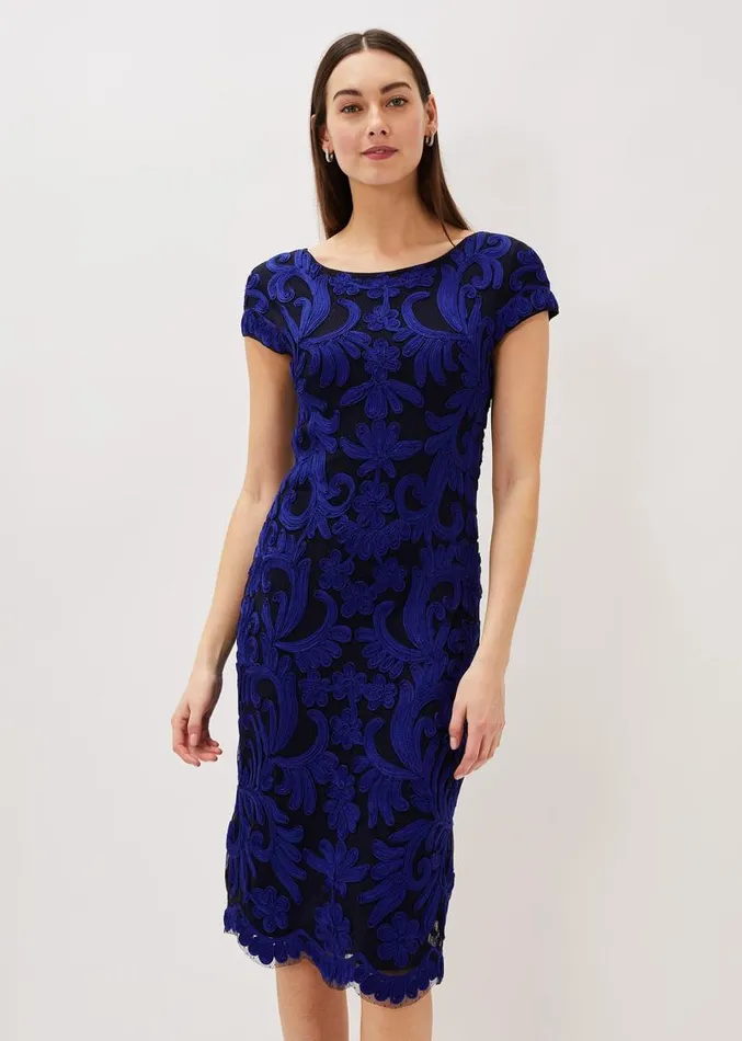 Saphy Tapework Dress Navycobalt Women Phase Eight Dresses