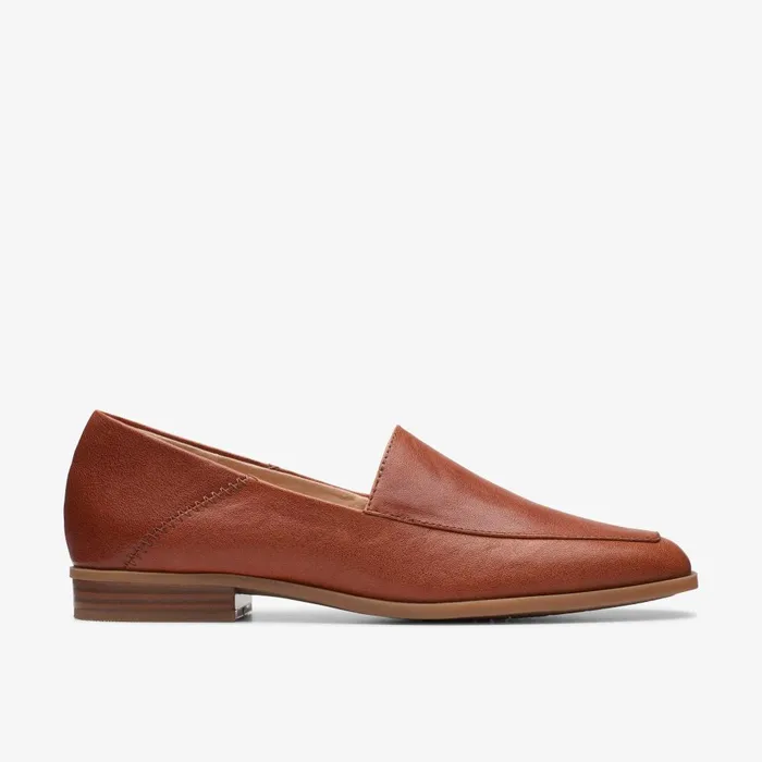 Sarafyna Freva Dark Tan Leather Women Clarks SlipOns