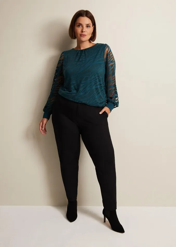 Sarai Swirl Burnout Top Teal Women Phase Eight Tops and TShirts