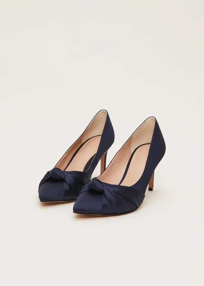 Satin Knot Front Court Shoe Navy Women Phase Eight Occasion Shoes
