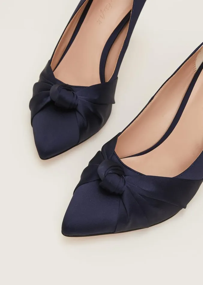 Satin Knot Front Court Shoe Navy Women Phase Eight Occasion Shoes