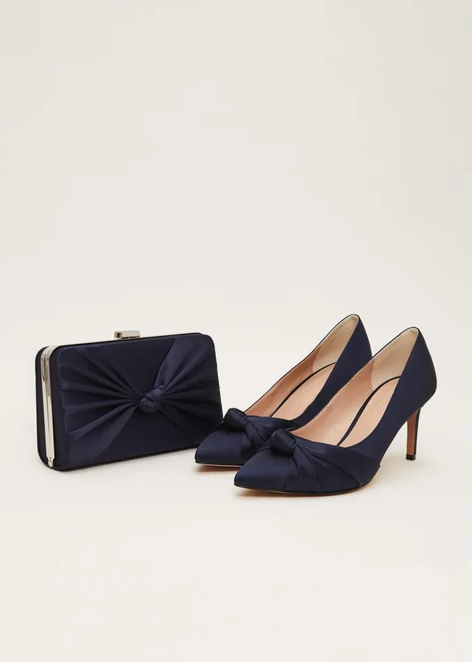 Satin Knot Front Court Shoe Navy Women Phase Eight Occasion Shoes