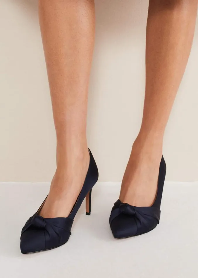 Satin Knot Front Court Shoe Navy Women Phase Eight Occasion Shoes