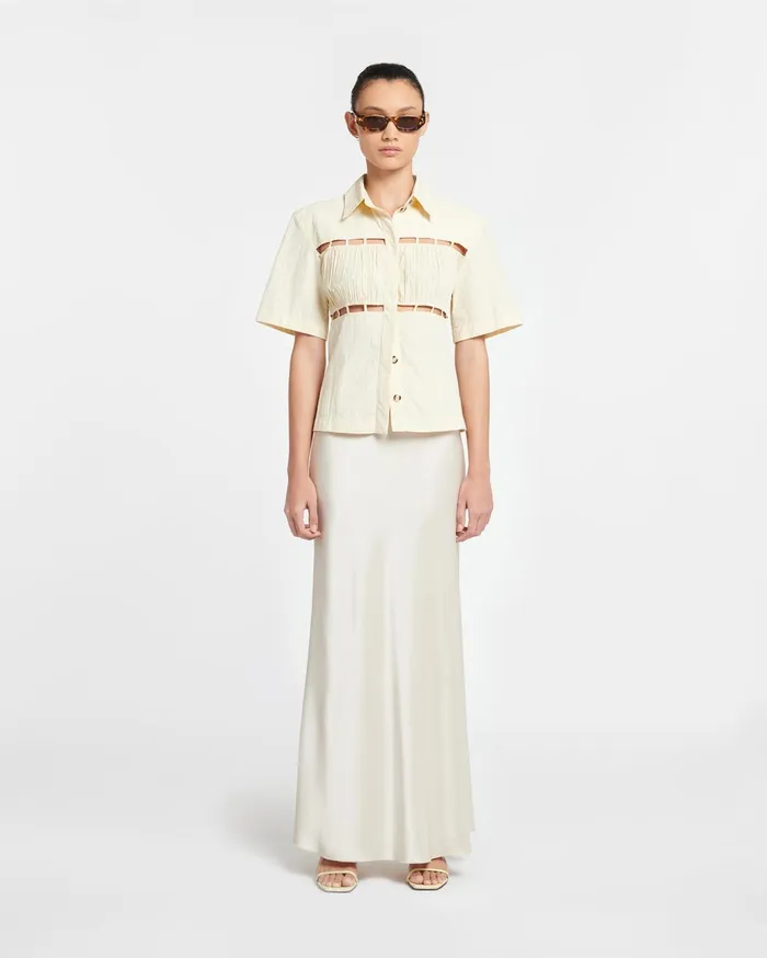 Satu Pleated Poplin Shirt Creme Women Nanushka Shirts and Blouses