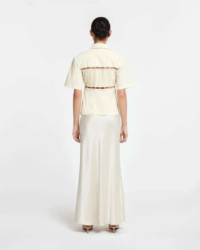Satu Pleated Poplin Shirt Creme Women Nanushka Shirts and Blouses