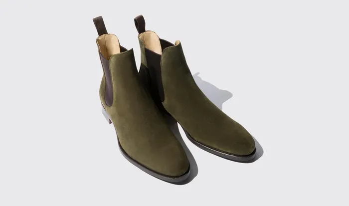 Scarosso Chelsea Boots Men Giancarlo Oliva Green Suede