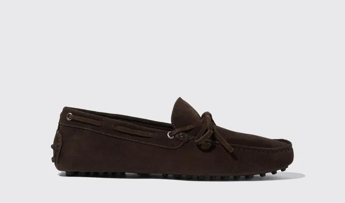 Scarosso Driving Shoes Men James Brown Suede Dark Brown 8211 Suede