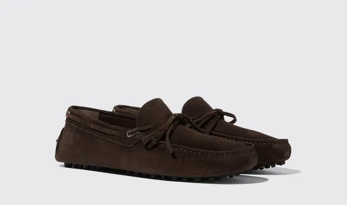 Scarosso Driving Shoes Men James Brown Suede Dark Brown 8211 Suede