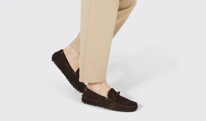 Scarosso Driving Shoes Men James Brown Suede Dark Brown 8211 Suede