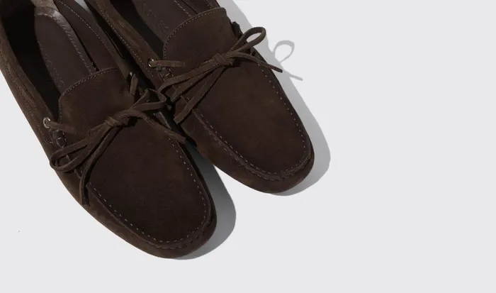 Scarosso Driving Shoes Men James Brown Suede Dark Brown 8211 Suede