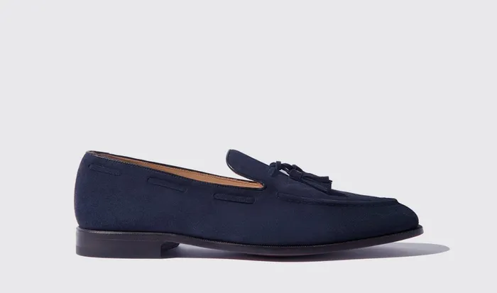 Scarosso Loafers Men Duccio Abisso Scamosciato Leggero Dark Blue Suede