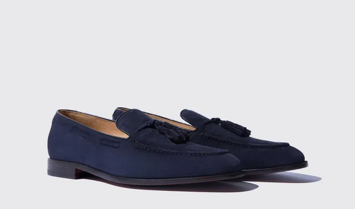 Scarosso Loafers Men Duccio Abisso Scamosciato Leggero Dark Blue Suede