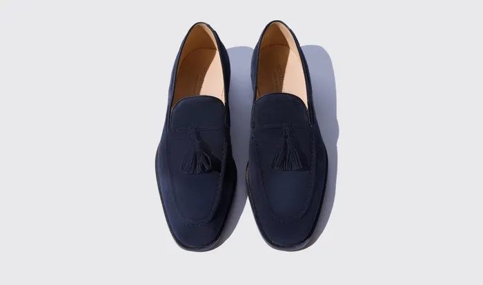 Scarosso Loafers Men Duccio Abisso Scamosciato Leggero Dark Blue Suede