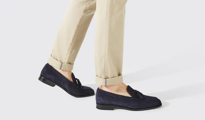 Scarosso Loafers Men Duccio Abisso Scamosciato Leggero Dark Blue Suede
