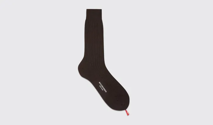 Scarosso Socks Men Dark Brown Cotton Calf Socks Brown 8211 Cotton