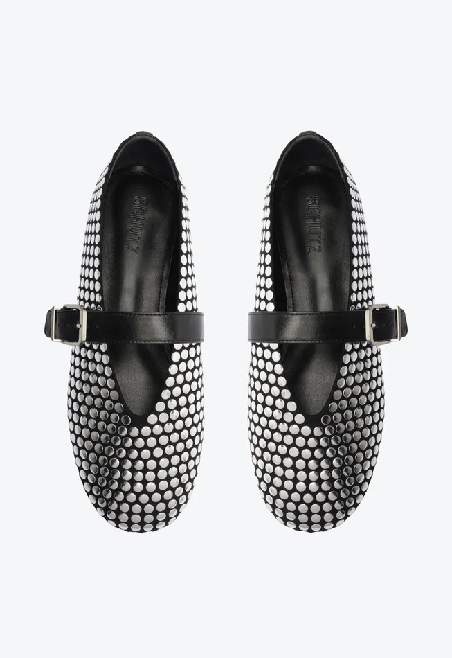 Schutz Shoes Ballerinas Women Eiza Studs Ballet Flat Black