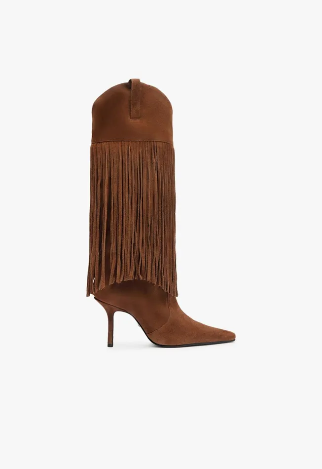 Schutz Shoes Boots Women Raffaela Up Fringes Boot Brown