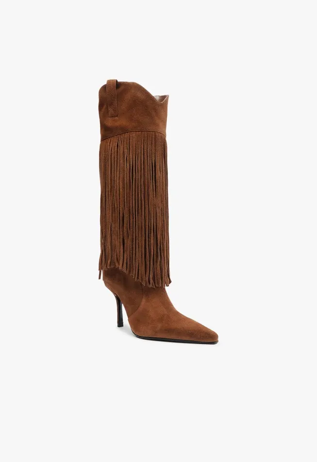 Schutz Shoes Boots Women Raffaela Up Fringes Boot Brown