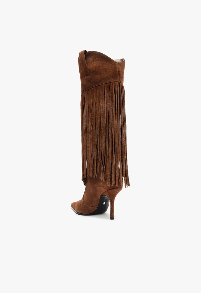 Schutz Shoes Boots Women Raffaela Up Fringes Boot Brown