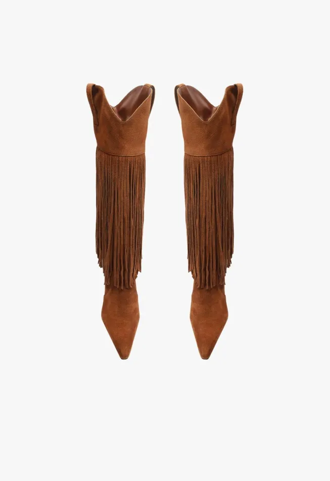 Schutz Shoes Boots Women Raffaela Up Fringes Boot Brown