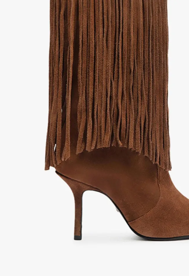 Schutz Shoes Boots Women Raffaela Up Fringes Boot Brown