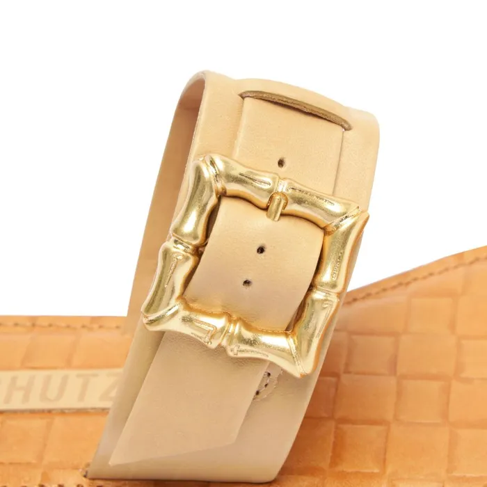 Schutz Shoes Enola Women Enola Double Leather Sandal Light Beige