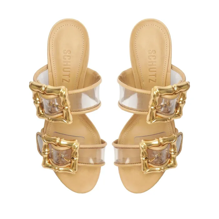 Schutz Shoes Enola Women Enola Vinyl Sandal Light Beige