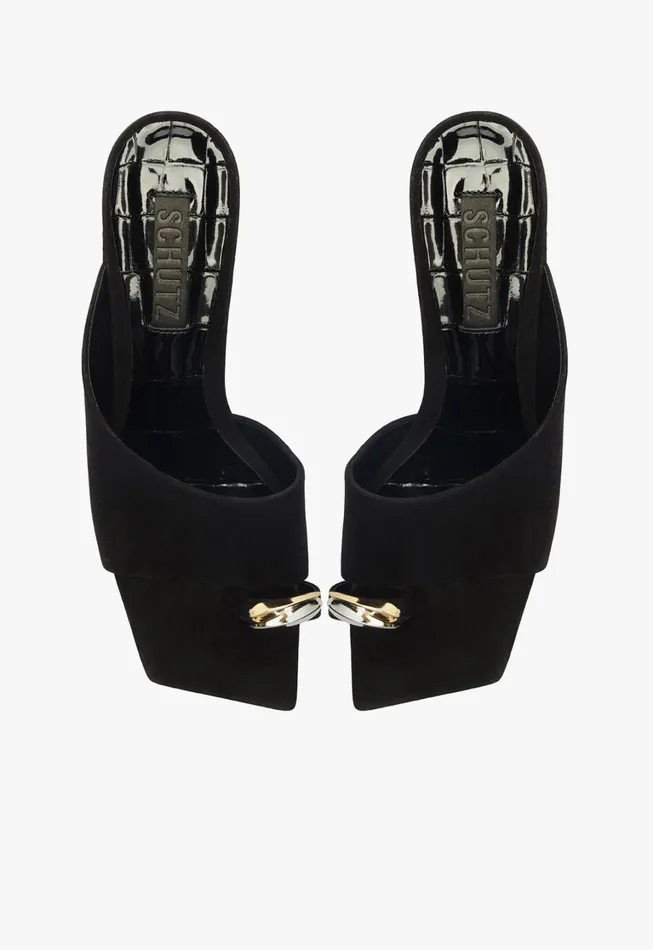 Schutz Shoes Mules Women Jodie Mid Sandal Black