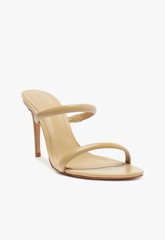 Schutz Shoes Mules Women Taliah Nappa Leather Sandal Light Beige