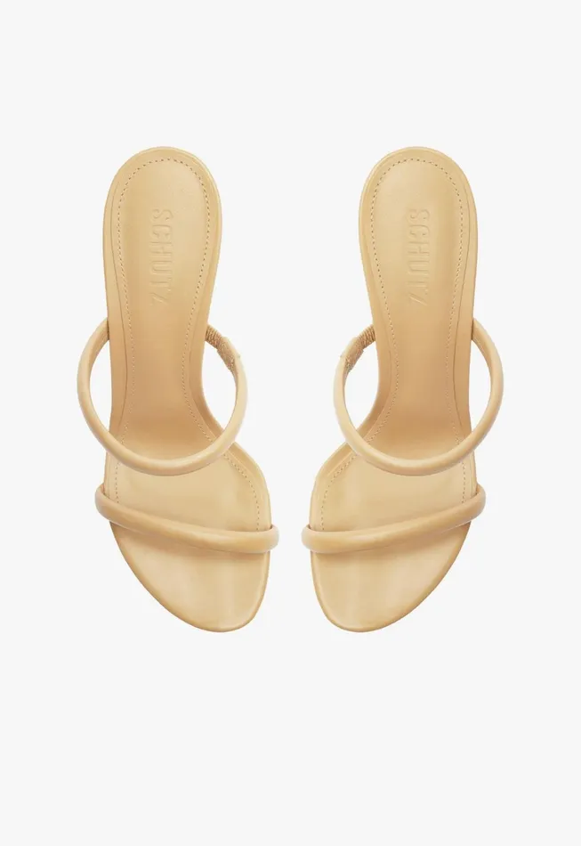 Schutz Shoes Mules Women Taliah Nappa Leather Sandal Light Beige