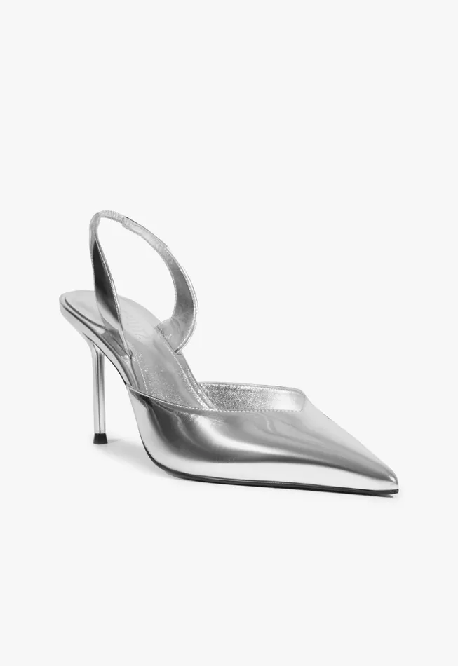 Schutz Shoes Women Lexi Sling Specchio Leather Pump Silver Schutz Shoes Women Lexi Sling Specchio Leather Pump Silver