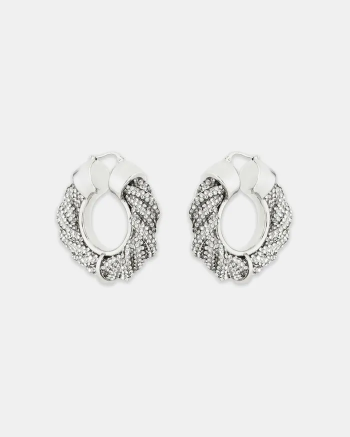 Scintilla Crystal Hoops Silver Women Aquazzura Jewelry Scintilla Crystal Hoops Silver Women Aquazzura Jewelry