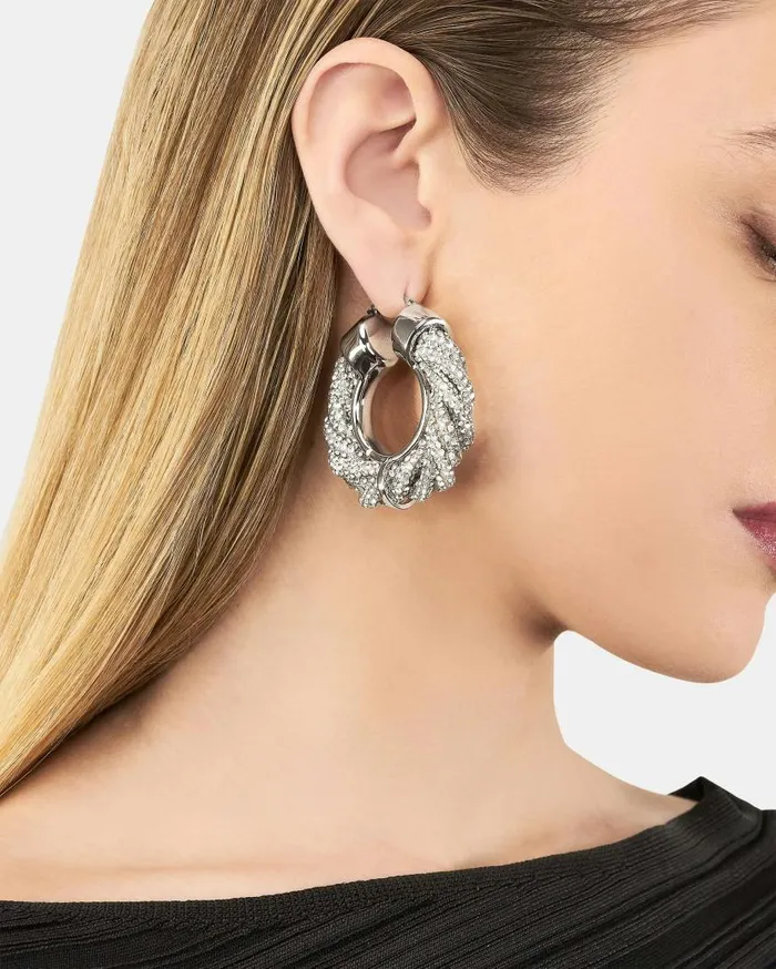 Scintilla Crystal Hoops Silver Women Aquazzura Jewelry Scintilla Crystal Hoops Silver Women Aquazzura Jewelry
