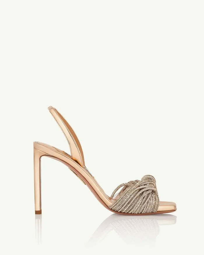 Scintilla Crystal Sandal 95 Gold Women Aquazzura Sandals Scintilla Crystal Sandal 95 Gold Women Aquazzura Sandals