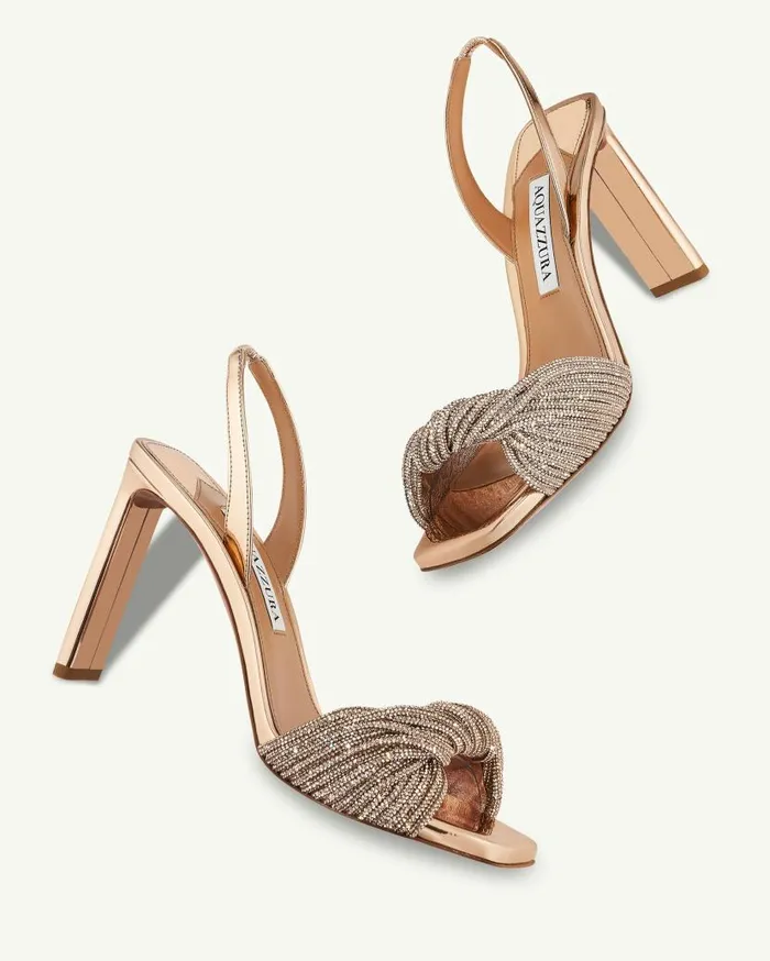Scintilla Crystal Sandal 95 Gold Women Aquazzura Sandals Scintilla Crystal Sandal 95 Gold Women Aquazzura Sandals