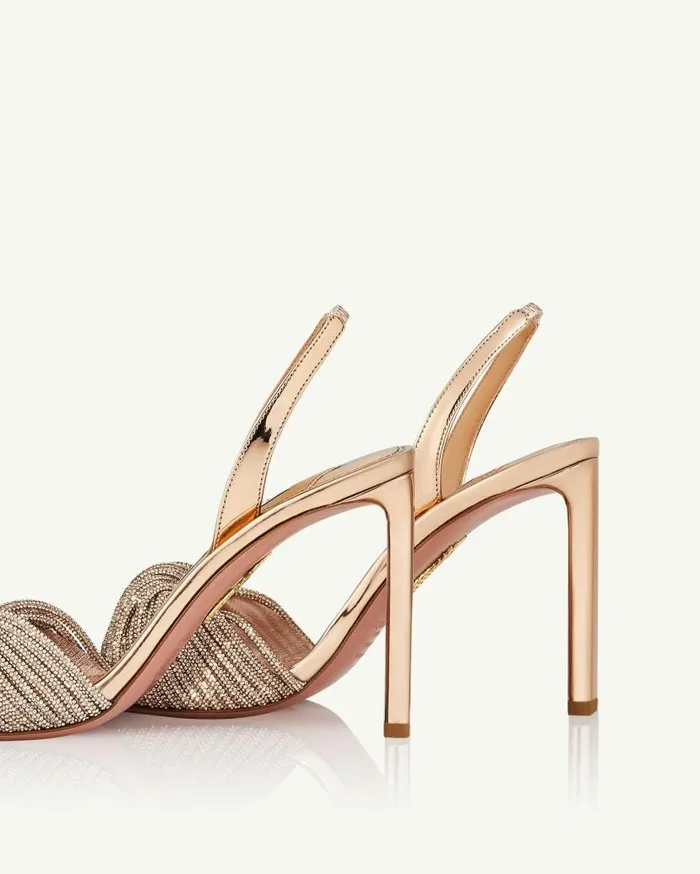 Scintilla Crystal Sandal 95 Gold Women Aquazzura Sandals Scintilla Crystal Sandal 95 Gold Women Aquazzura Sandals