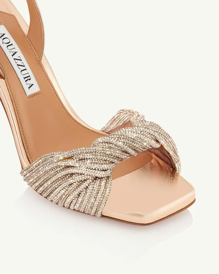Scintilla Crystal Sandal 95 Gold Women Aquazzura Sandals Scintilla Crystal Sandal 95 Gold Women Aquazzura Sandals