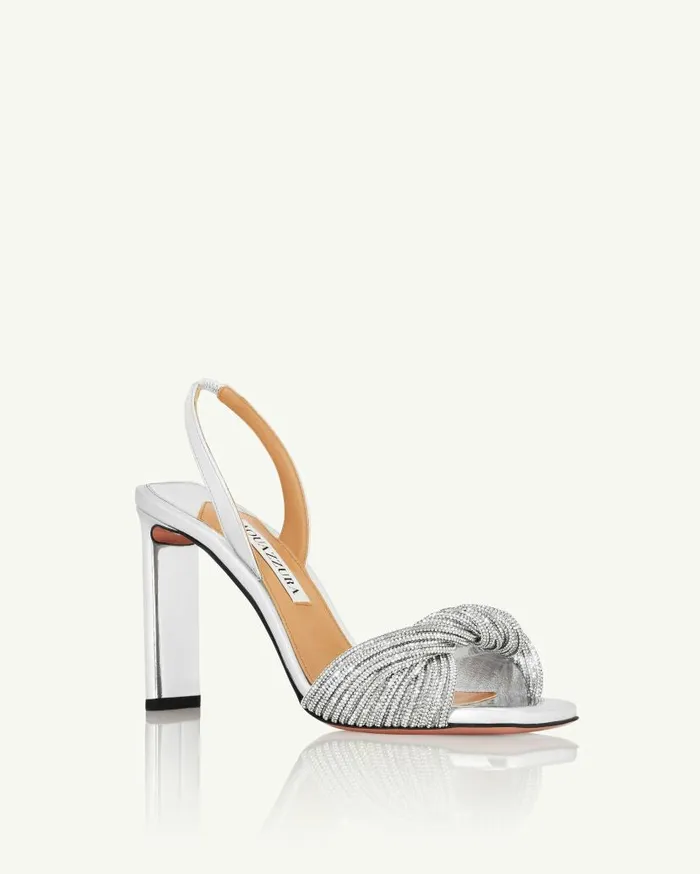 Scintilla Crystal Sandal 95 Silver Women Aquazzura Sandals