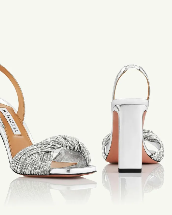 Scintilla Crystal Sandal 95 Silver Women Aquazzura Sandals Scintilla Crystal Sandal 95 Silver Women Aquazzura Sandals